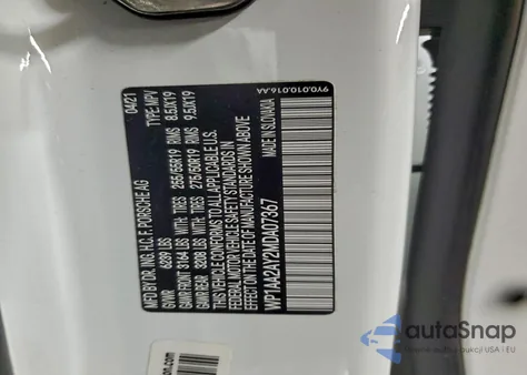 2021 Porsche Cayenne z USA, uszkodzony, nr VIN WP1AA2AY2MDA07367